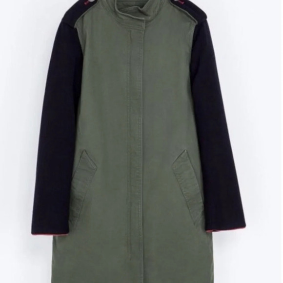 Zara Contrast Sleeve Oversized Cargo Military Coat Jacket Parka Cotton Wool M - Picture 3 of 12